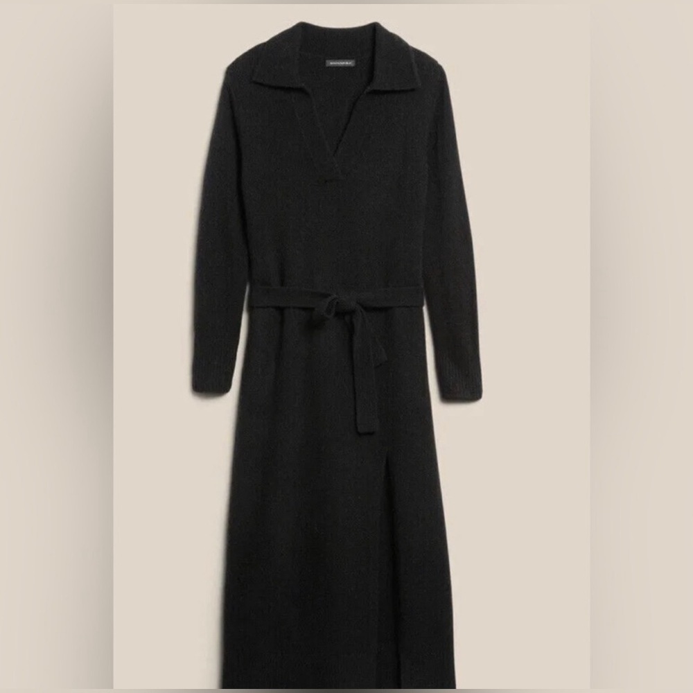 Banana Republic Career Office Luxury Wool Blend Johnny-Collar Sweater Midi Dress - Picture 3 of 11